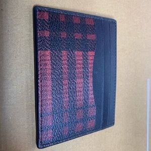 Coach Black and red checkered print cardholder